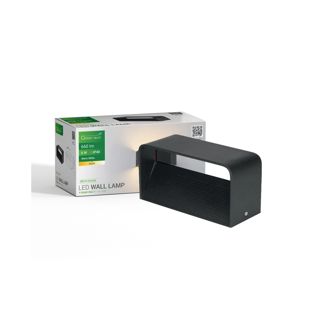 GREEN TECH LED wall lamp Green Tech 6W, 3000K, IP40, black color - B8070-6W-WW