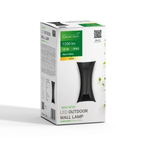 GREEN TECH LED zunanja stenska svetilka Green Tech 10W, 3000K, IP65, črna barva - B8990-10W-WW