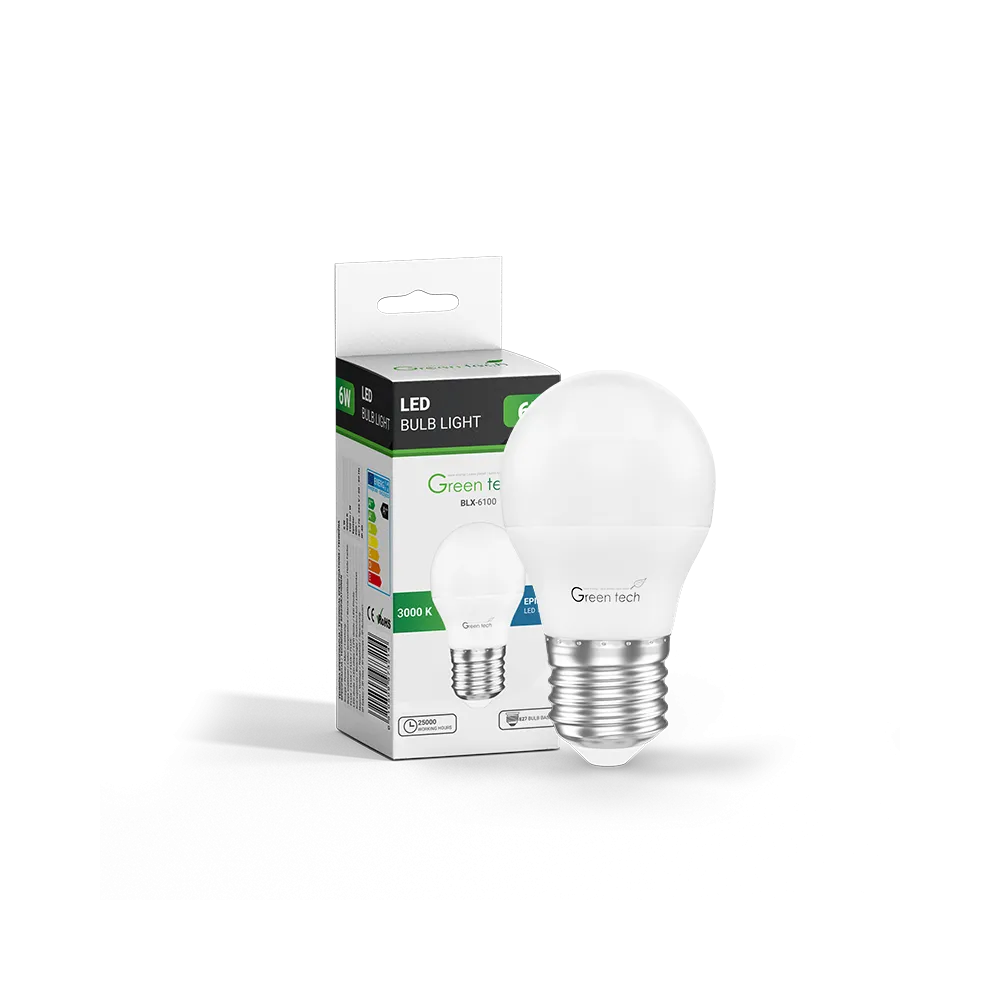 GREEN TECH LED žarnica Green Tech 6W, 3000K, E27, G45, Flux: 600 lm, IP40, Epistar čip - BLX-6100