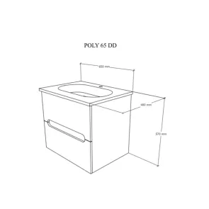 Poly 65 | Wall-Mounted Vanity with Sink | E-shop.si