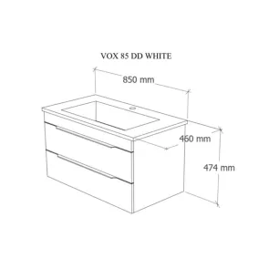 Vox 85 White | Wall-mounted bathroom vanity | E-shop.si
