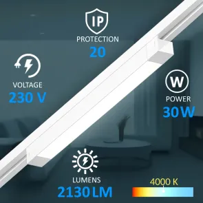 Track lighting set – 4 m track + 4 LED spotlights, white