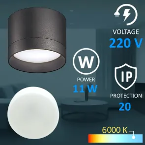 GX53 surface-mounted lighting set – 6 fixtures + 6 LED bulbs black