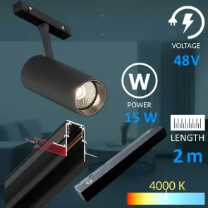 Magnetic track lighting – recessed set 2 m + 4 spotlights + power supply