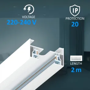 Tirna razsvetljava GU10 – komplet 2 m + 4 svetilke + 4 LED žarnice
