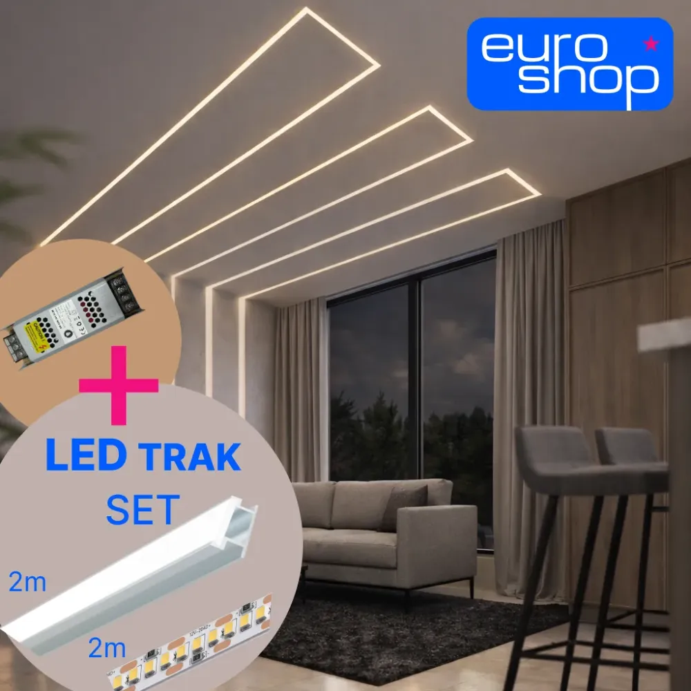LED strip lighting set – 2 m strip + profile + power supply, 24 V