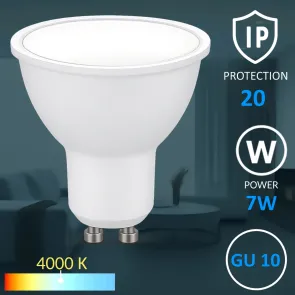 Stropni reflektor GU10 – komplet 4× GU10 + 4 LED žarnice, bela