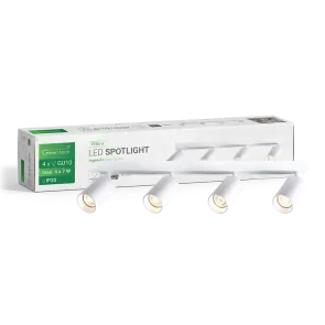 Stropni reflektor GU10 – komplet 4× GU10 + 4 LED žarnice, bela