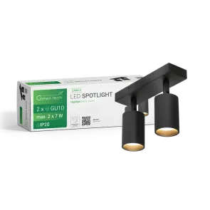 Stropni reflektor GU10 – komplet 2 reflektorja + 4 LED žarnice, črna
