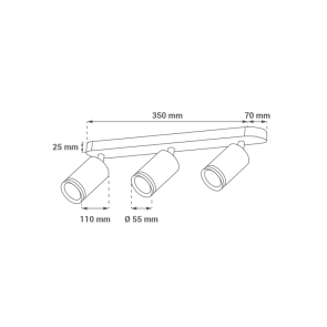 Stropni reflektor GU10 – komplet 2 reflektorja (3× GU10) + 6 LED žarnic, črna