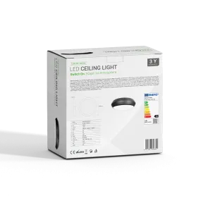 GREEN TECH LED ceiling light Green Tech 15W, 3CCT, 30 cm, IP66, black - CLW-022-15W-BK