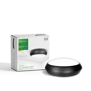 GREEN TECH LED ceiling light Green Tech 15W, 3CCT, 30 cm, IP66, black - CLW-022-15W-BK