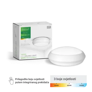 GREEN TECH LED stropna svetilka Green Tech 15W, 3CCT, 30 cm, IP66, bela - CLW-022-15W-WH