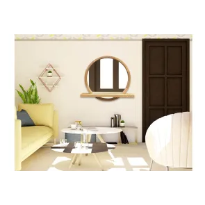 Sunrise 80x85 Oak Mirror with Shelf | Mirrors | E-shop.si