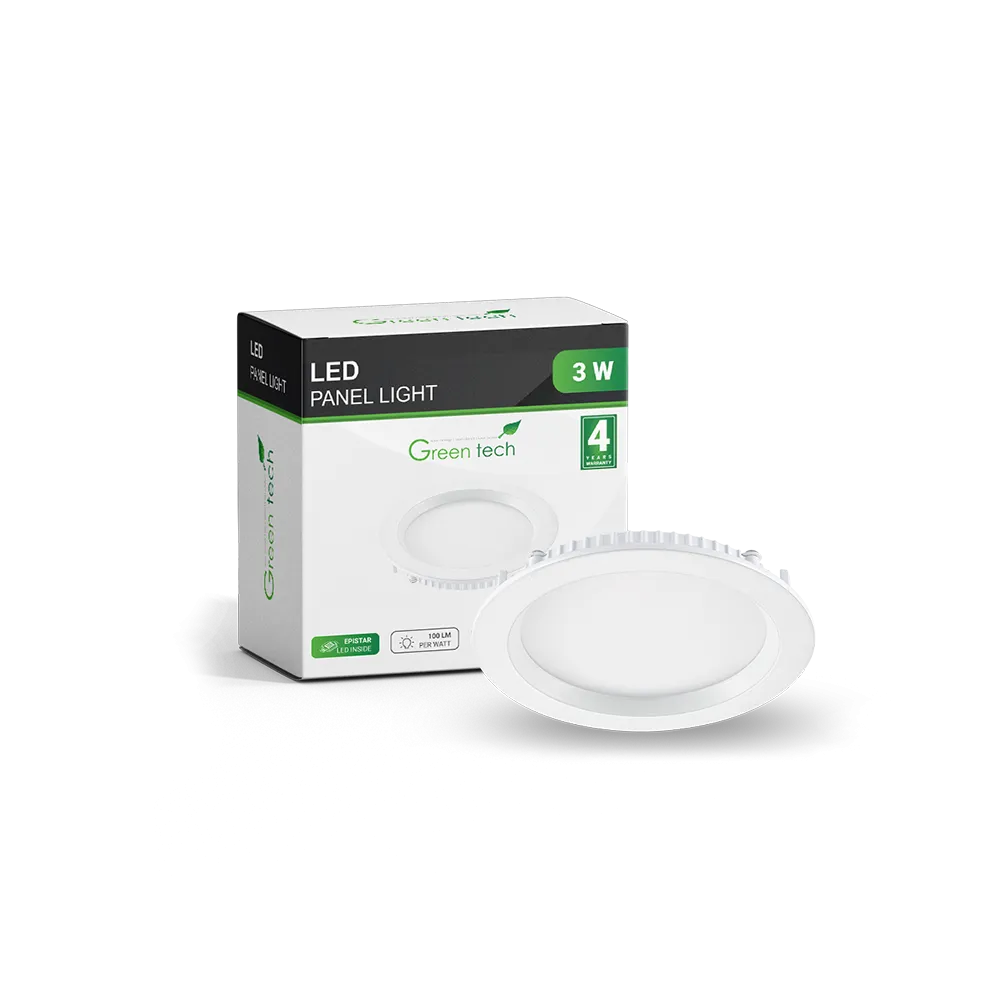 GREEN TECH LED panel Green Tech 3W, 6500K, recessed, round - CX-R01-3CW