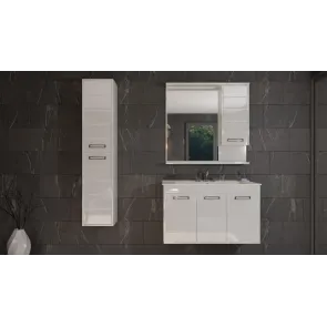 White 85 cm Mirror with Cabinet | Bath Furniture | E-shop.si