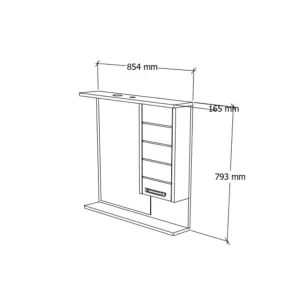 White 85 cm Mirror with Cabinet | Bath Furniture | E-shop.si