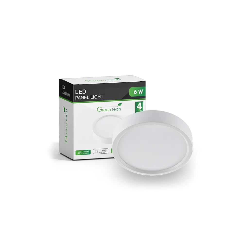 GREEN TECH LED panel Green Tech 6W, 4200K, nadgradni, okrogel - CX-R02-6NW