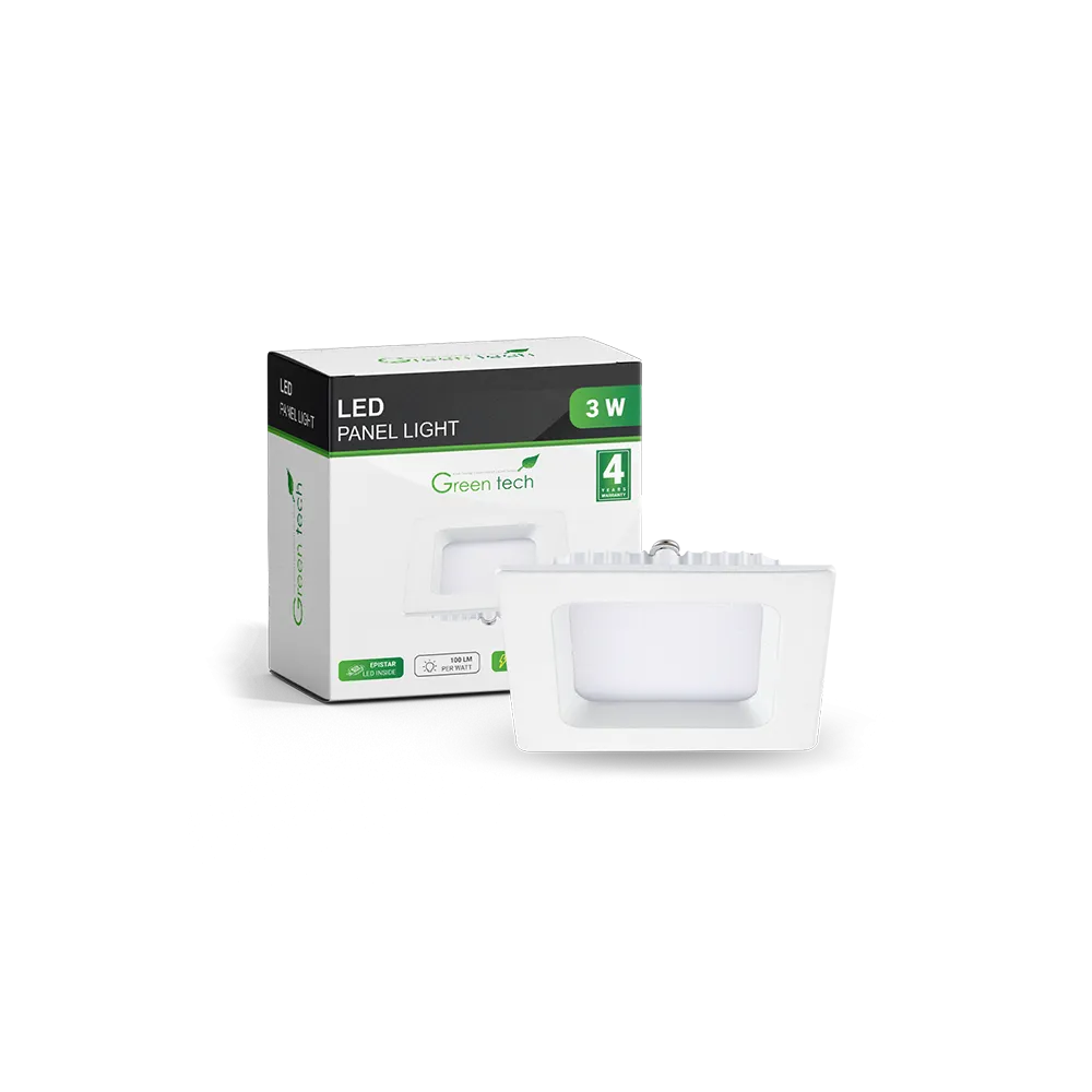 GREEN TECH LED panel Green Tech 3W, 6500K, vgradni, kvadratni - CX-S01-3CW