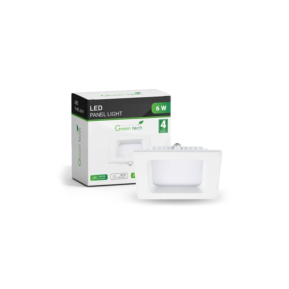 GREEN TECH LED panel Green Tech 6W, 6500K, recessed, square - CX-S01-6CW