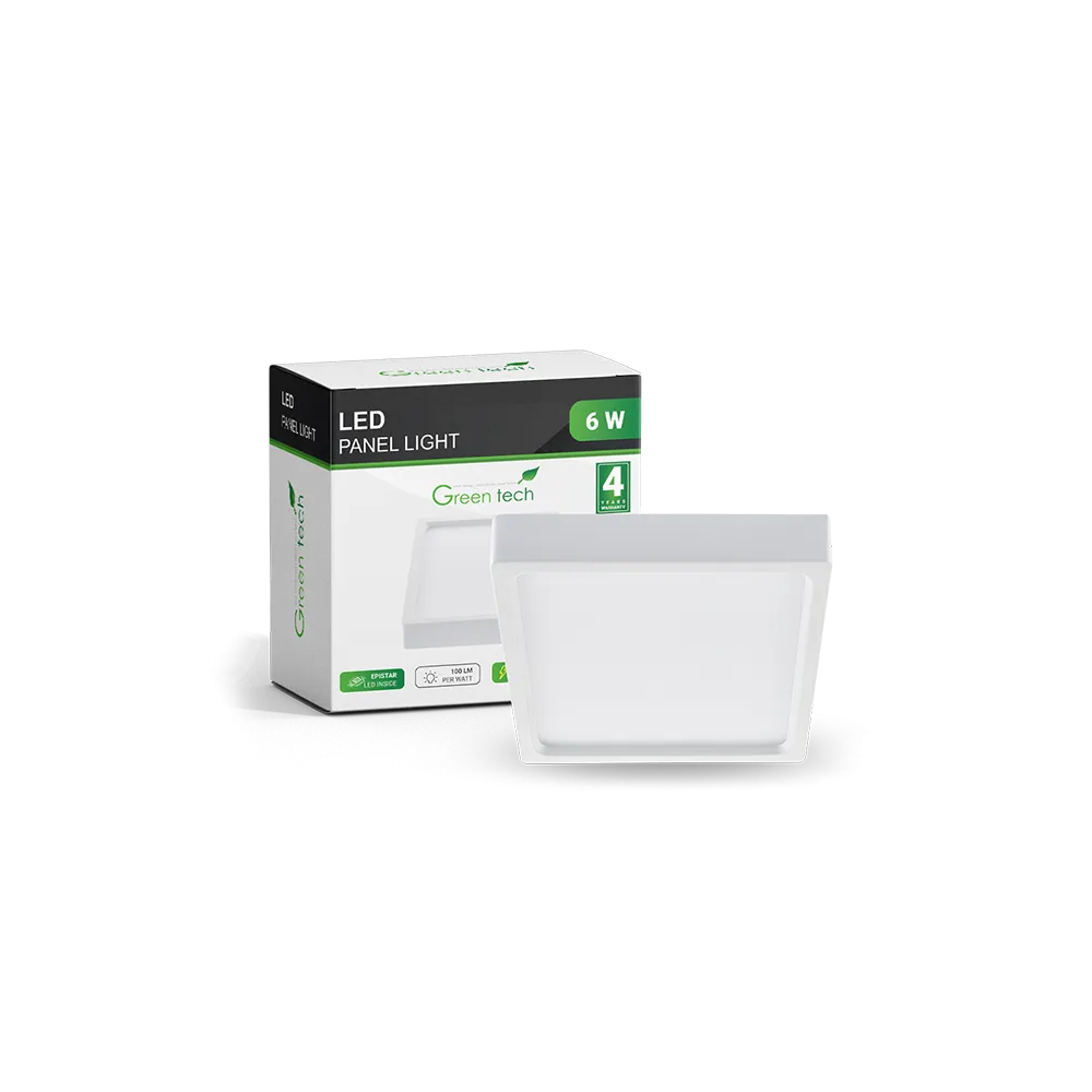 Zeleni TEHNOLOGIJA LED panel Zeleni Tehnologija, 6W, 4200K, nadgradni, kvadratni - CX-S02-6NW