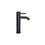 Dark tall washbasin faucet.