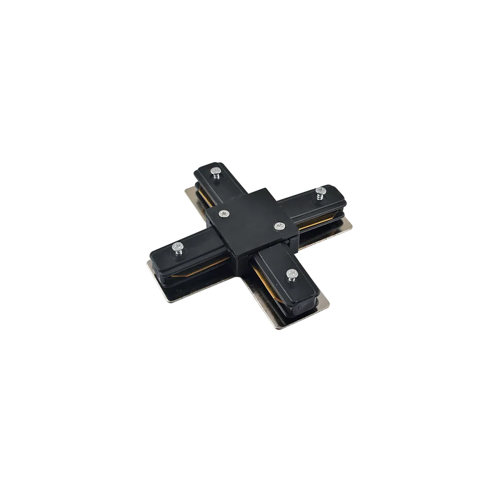GREEN TECH Connector X for single-phase rail Green Tech, 106 x 106 x 19 mm, black color - FX01-BK