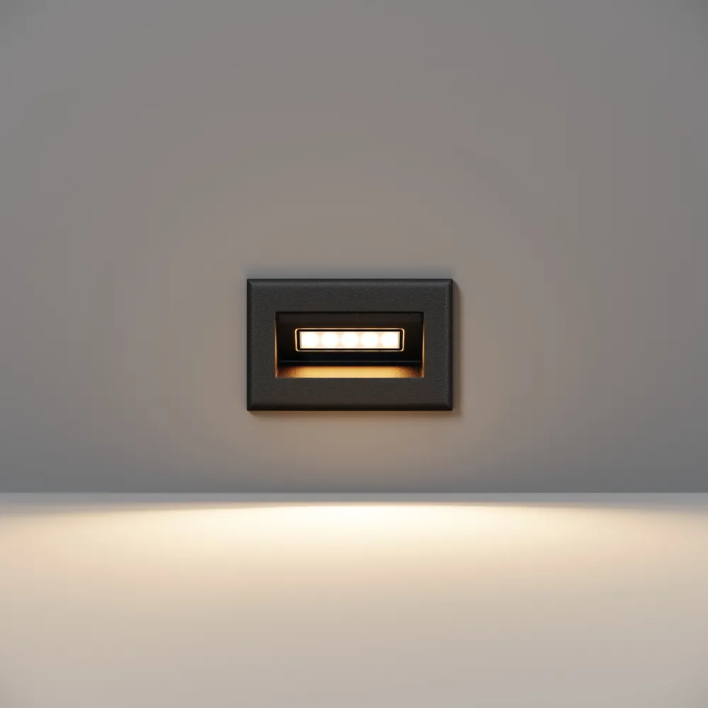 Črna LED svetilka za stopnice Bosca 3W IP65 3000K | Zunanja stenska svetilka