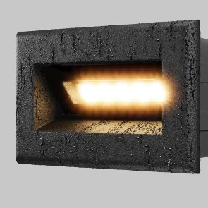 Črna LED svetilka za stopnice Bosca 3W IP65 3000K | Zunanja stenska svetilka