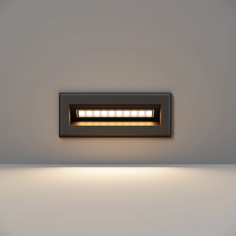 Črna LED svetilka za stopnice Bosca 5W IP65 3000K | Zunanja stenska svetilka