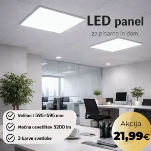 GREEN TECH LED panel GREEN TECH 595 x 595 x 30 mm 40W, 3 CCT, 130lm/W, Philips krmilnik - PLX6060
