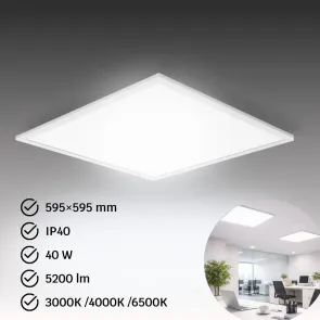 GREEN TECH LED panel GREEN TECH 595 x 595 x 30 mm 40W, 3 CCT, 130lm/W, Philips krmilnik - PLX6060