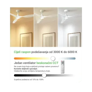Stropni ventilator Green Tech 52 z lučjo 3CCT