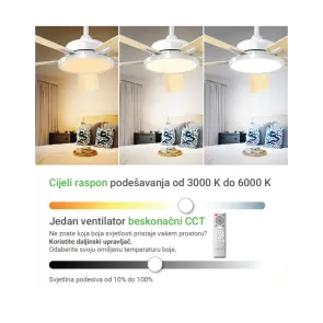 Stropni ventilator Green Tech 52 z lučjo 3CCT