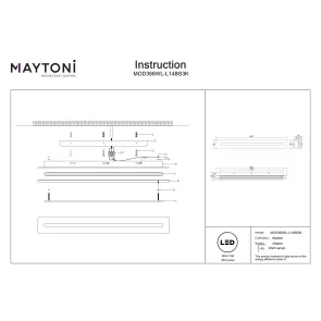LED stenska svetilka Maytoni Albatre MOD366WL | Linijska zlata svetilka 600 mm