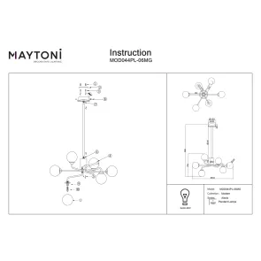 Lestenec 6×G9 mat zlat MAYTONI MOD044PL-06MG