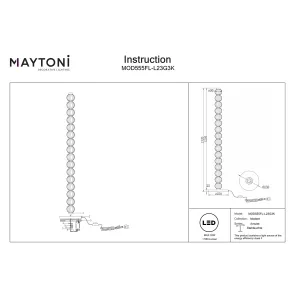 Talna LED svetilka Maytoni Amulet MOD555FL | Zlata svetilka MOD555FL-L23G3K