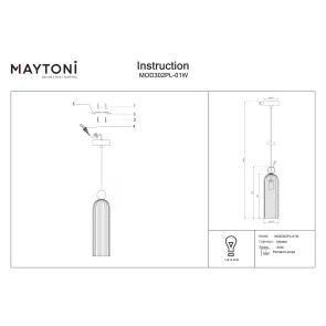 Pendant Light Maytoni Antic MOD302PL | Slim Modern Hanging Lamp