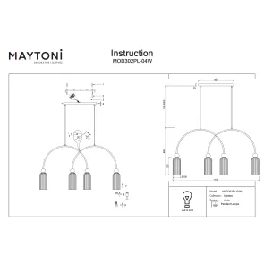 Pendant Light Maytoni Antic MOD302PL-04W White | 4-Light Ceiling Lamp