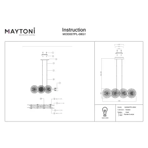 Linear Chandelier Maytoni Aster MOD007PL-08G1 | Dining Table Light
