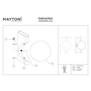 Wall Light Maytoni Avant-garde MOD324WL-01B | Black Globe Sconce
