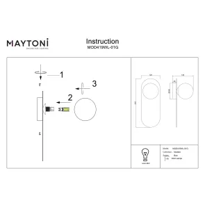 Wall Light Maytoni Bao MOD419WL-01G | Gold Sconce
