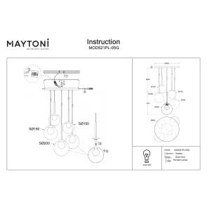 Viseča svetilka Maytoni Basic form zlata MOD521PL-05G | 6xG9, Ø450, 3441 mm
