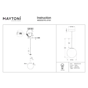 Pendant Light Maytoni Basic Form Gold Ø150 mm MOD321PL-01G1 | Glass, E14