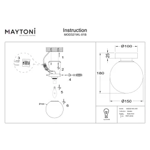 Wall Sconce Maytoni Basic Form Black Ø150 mm MOD321WL-01B | Glass, E14