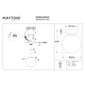 Wall Sconce Maytoni Basic Form Black Ø200 mm MOD321WL-01B1 | Glass, E14
