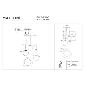 Pendant Light Maytoni Basic Form 3 Light Black Ø400 mm MOD321PL-03B