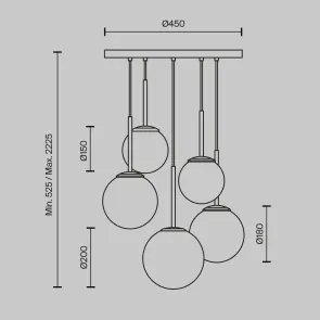 Pendant Light Maytoni Basic Form 5 Light Black Ø580 mm MOD321PL-05B