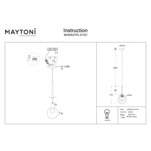 Pendant Light Maytoni MOD521PL-01G1 Gold Glass E14