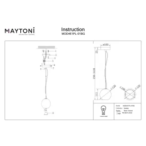 Viseča svetilka Maytoni MOD461PL-01BG črna E14 minimalistična